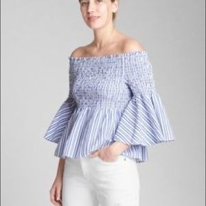 GAP Striped Smocked Off Shoulder Top